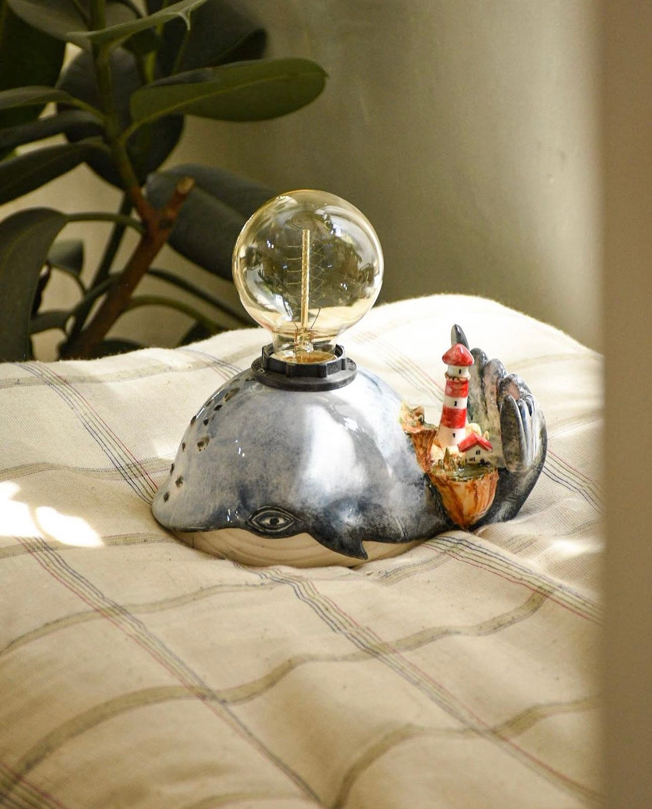 Ceramic hand painted lamp