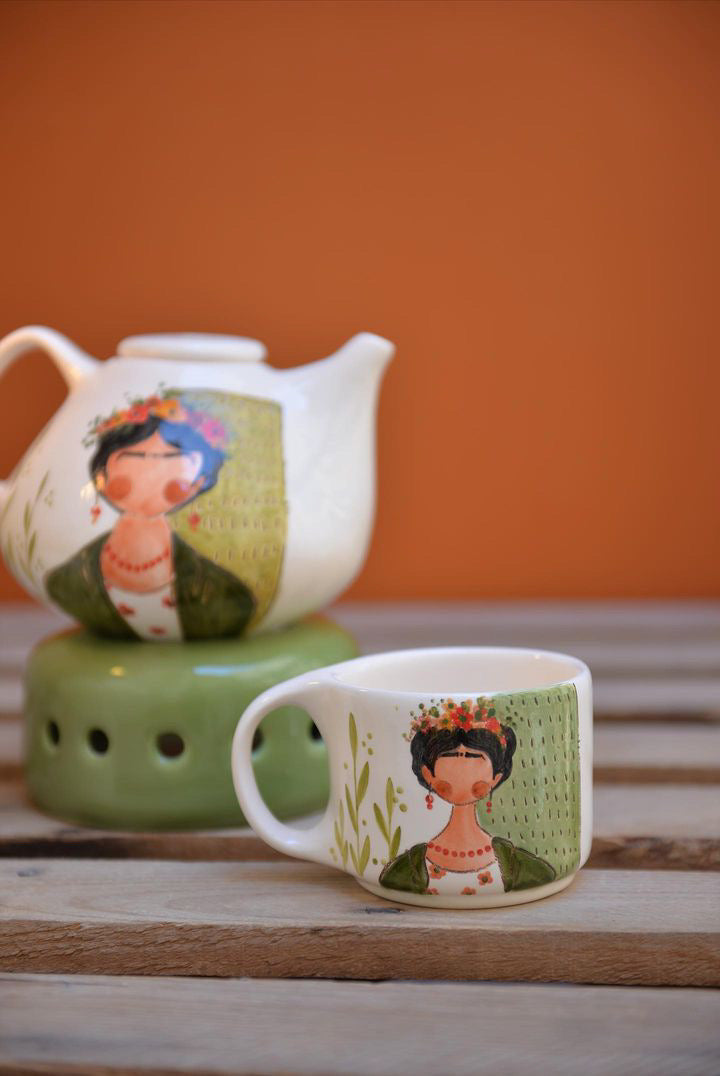 Ceramic handmade tea set and lamp