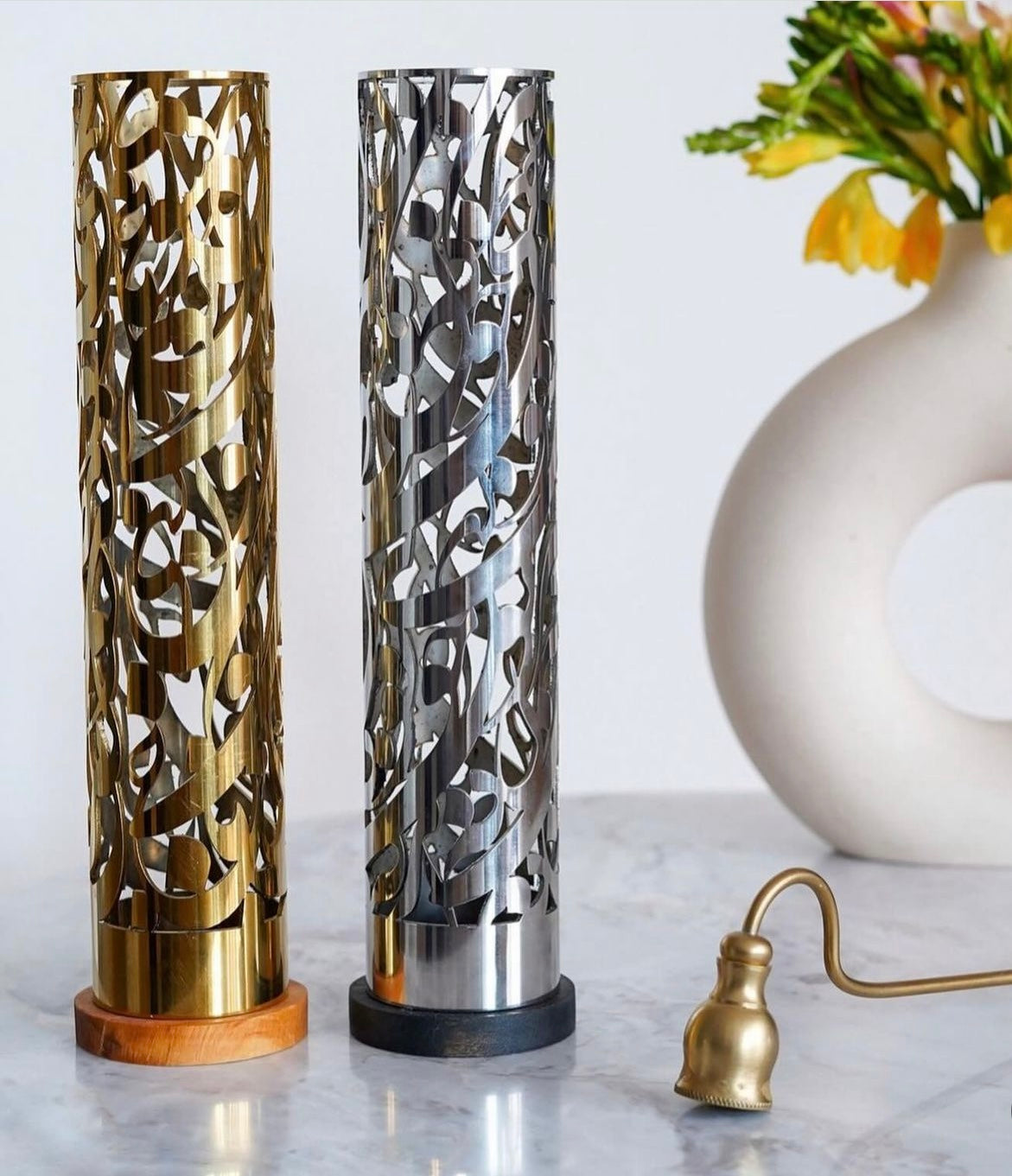 Calligraphy candle holder