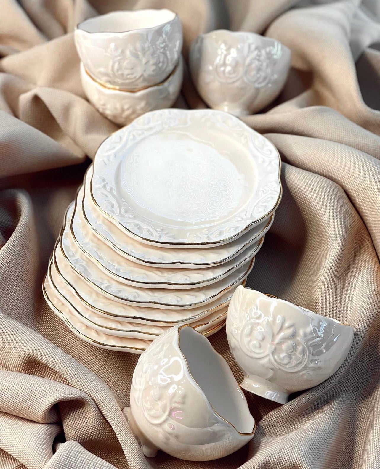 Handmade ceramic tea or coffee set