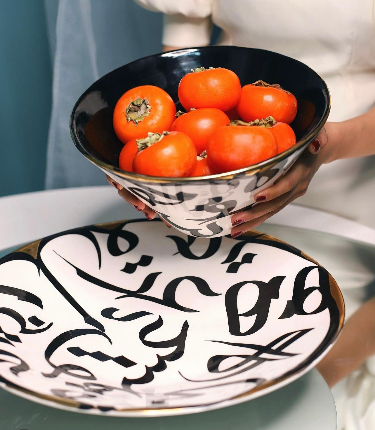 Typography bowl and plate set