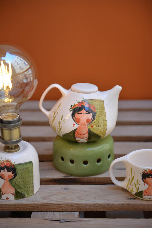 Ceramic handmade tea set and lamp