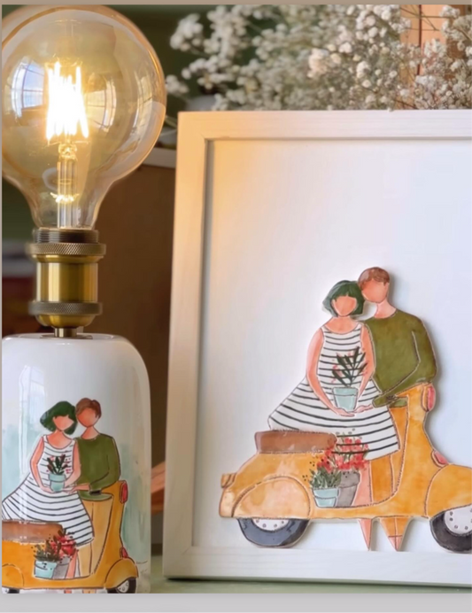 Ceramic lamp and wall art